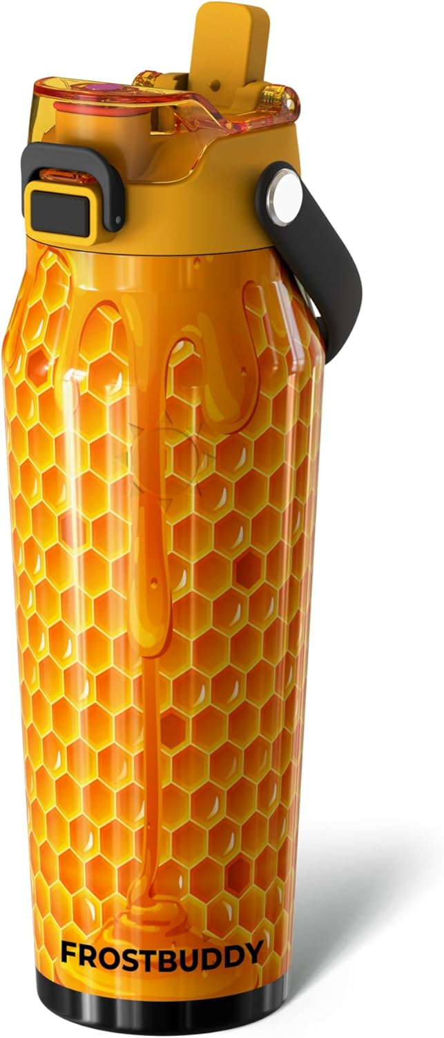 24oz Insulated Water Bottle - Straw & Chug Lid - Leak-Proof | Sip-or-chug dual lid | Ice-cold for 24+ hours | Cup-holder friendly | Durable & easy to clean - Colors B