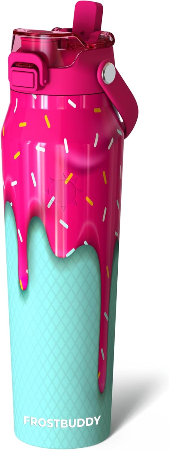 24oz Insulated Water Bottle - Straw & Chug Lid - Leak-Proof | Sip-or-chug dual lid | Ice-cold for 24+ hours | Cup-holder friendly | Durable & easy to clean - Colors B