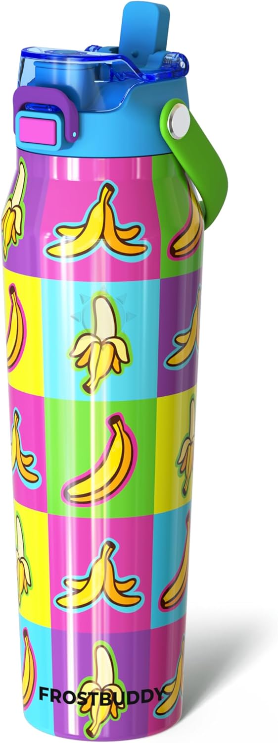 24oz Insulated Water Bottle - Straw & Chug Lid - Leak-Proof | Sip-or-chug dual lid | Ice-cold for 24+ hours | Cup-holder friendly | Durable & easy to clean - Colors B