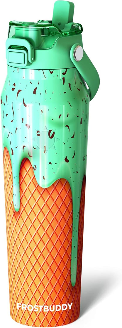 24oz Insulated Water Bottle - Straw & Chug Lid - Leak-Proof | Sip-or-chug dual lid | Ice-cold for 24+ hours | Cup-holder friendly | Durable & easy to clean - Colors B