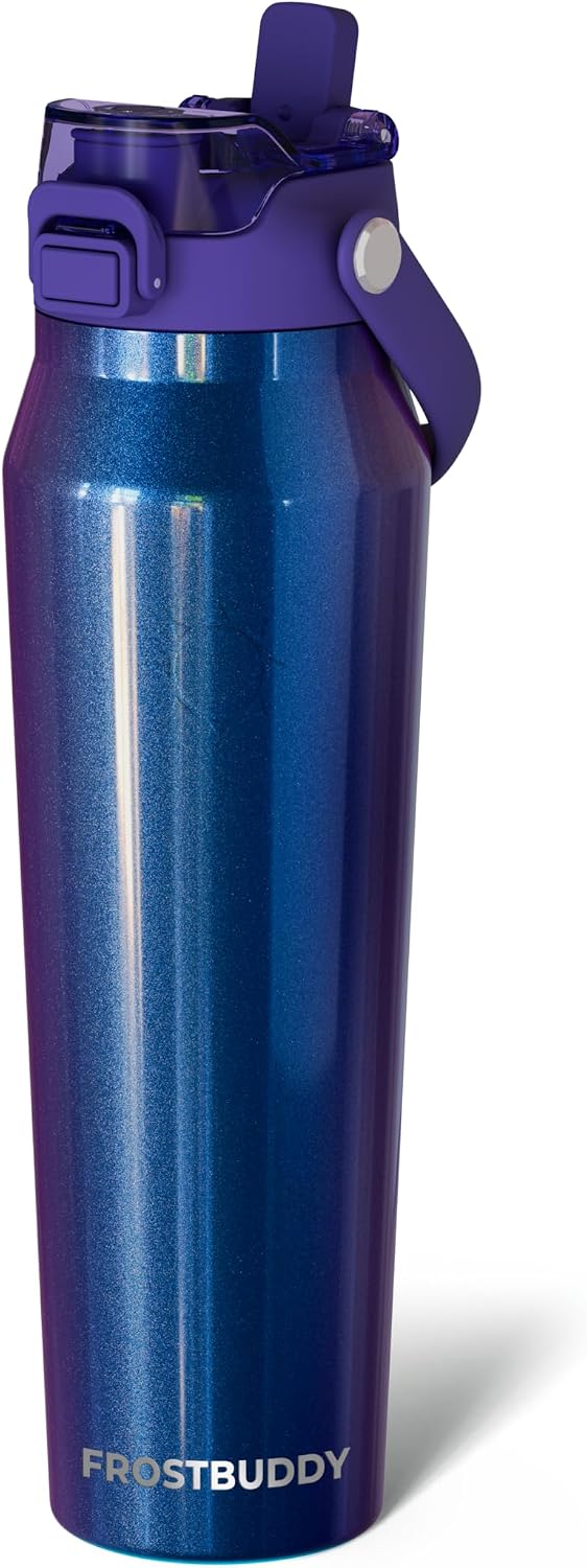 24oz Insulated Water Bottle - Straw & Chug Lid - Leak-Proof | Sip-or-chug dual lid | Ice-cold for 24+ hours | Cup-holder friendly | Durable & easy to clean - Colors B