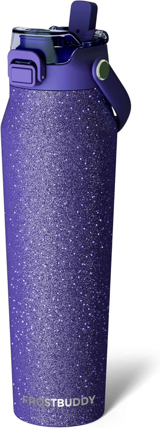 24oz Insulated Water Bottle - Straw & Chug Lid - Leak-Proof | Sip-or-chug dual lid | Ice-cold for 24+ hours | Cup-holder friendly | Durable & easy to clean - Colors B
