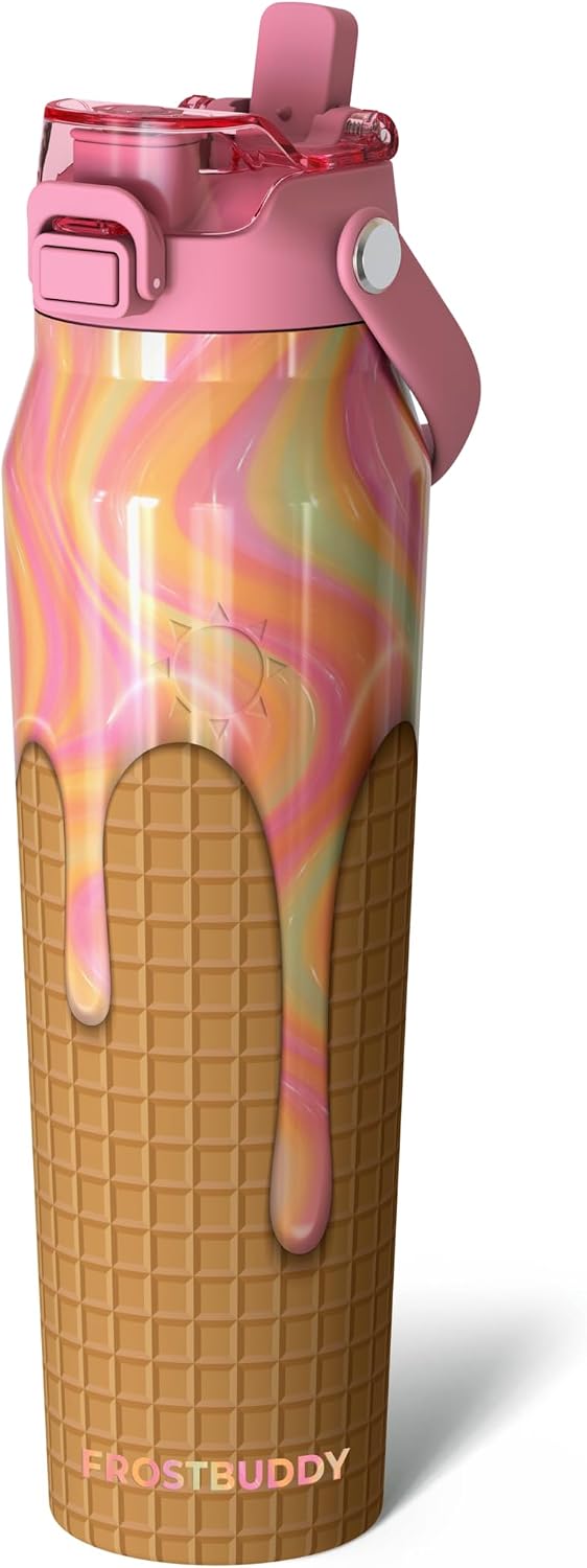 24oz Insulated Water Bottle - Straw & Chug Lid - Leak-Proof | Sip-or-chug dual lid | Ice-cold for 24+ hours | Cup-holder friendly | Durable & easy to clean - Colors B