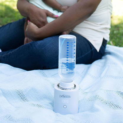 Travel Baby Bottle Warmer, Quickly Warms Breast Milk and Water for Formula On-The-Go, Portable, Rechargeable, Cordless with 3 Bottle Adapters