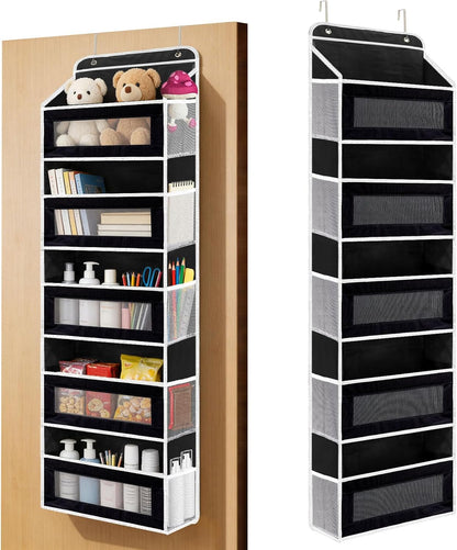 Over the Door Organizer 5-Tier, Heavy Duty Behind Door Storage, Anti-Tilt Capacity, Door Hanging Organizer with Clear Window for Closet, Bathroom, Nursery, Bedroom, Pantry, Shoe Diaper (Light Gray)