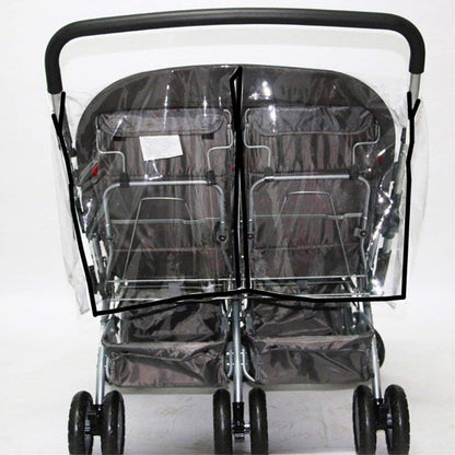 Universal Stroller Raincovers for Twins Baby Stroller Pushchair Waterproof Buggy Pram Raincoat Wind Dust Rain Covers PVC Double Carrycots Weather Shield Protector (Tandem Twin Buggy Rain Cover)