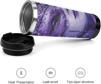 13oz Insulated Travel Coffee Mug Reusable Coffee Cup Water Bottle | Purple Gradient Texture Travel Mug with Leak Proof Lid Double Wall Stainless Steel Coffee Tumbler Personalized Gift