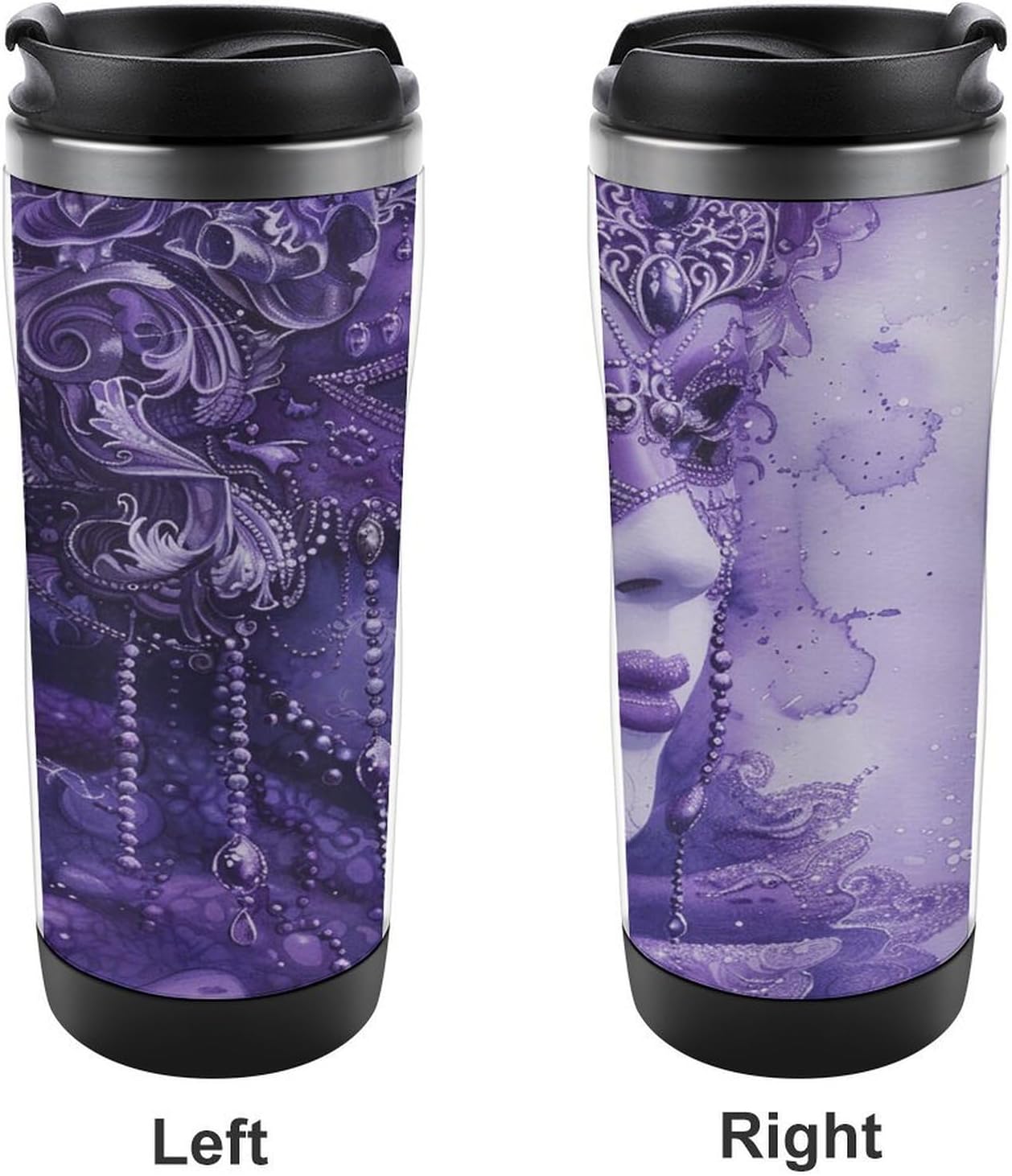 13oz Insulated Travel Coffee Mug Reusable Coffee Cup Water Bottle | Purple Gradient Texture Travel Mug with Leak Proof Lid Double Wall Stainless Steel Coffee Tumbler Personalized Gift