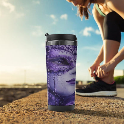 13oz Insulated Travel Coffee Mug Reusable Coffee Cup Water Bottle | Purple Gradient Texture Travel Mug with Leak Proof Lid Double Wall Stainless Steel Coffee Tumbler Personalized Gift