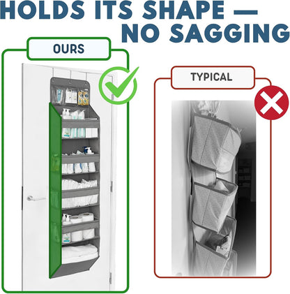 Over The Door Organizer Hanging with 5 Large & 6 Side Pockets 5 Tier Behind Door Storage 50 lbs for Closet, Nursery, Bathroom Door Organizer
