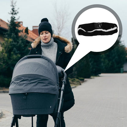 Windproof Stroller Hand Muff with Thick Oxford Fabric and Plush Lining, Warm and Secure Fit for Outdoor Winter Use on Stroller Bar