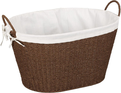 Paper Rope Woven Oval Laundry Basket, Brown