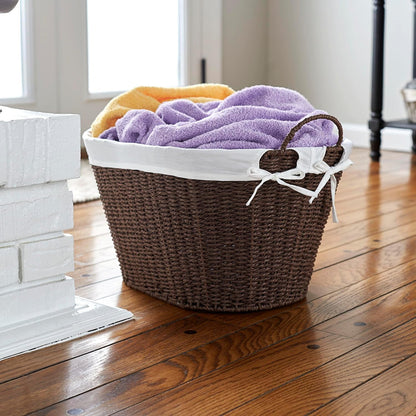 Paper Rope Woven Oval Laundry Basket, Brown