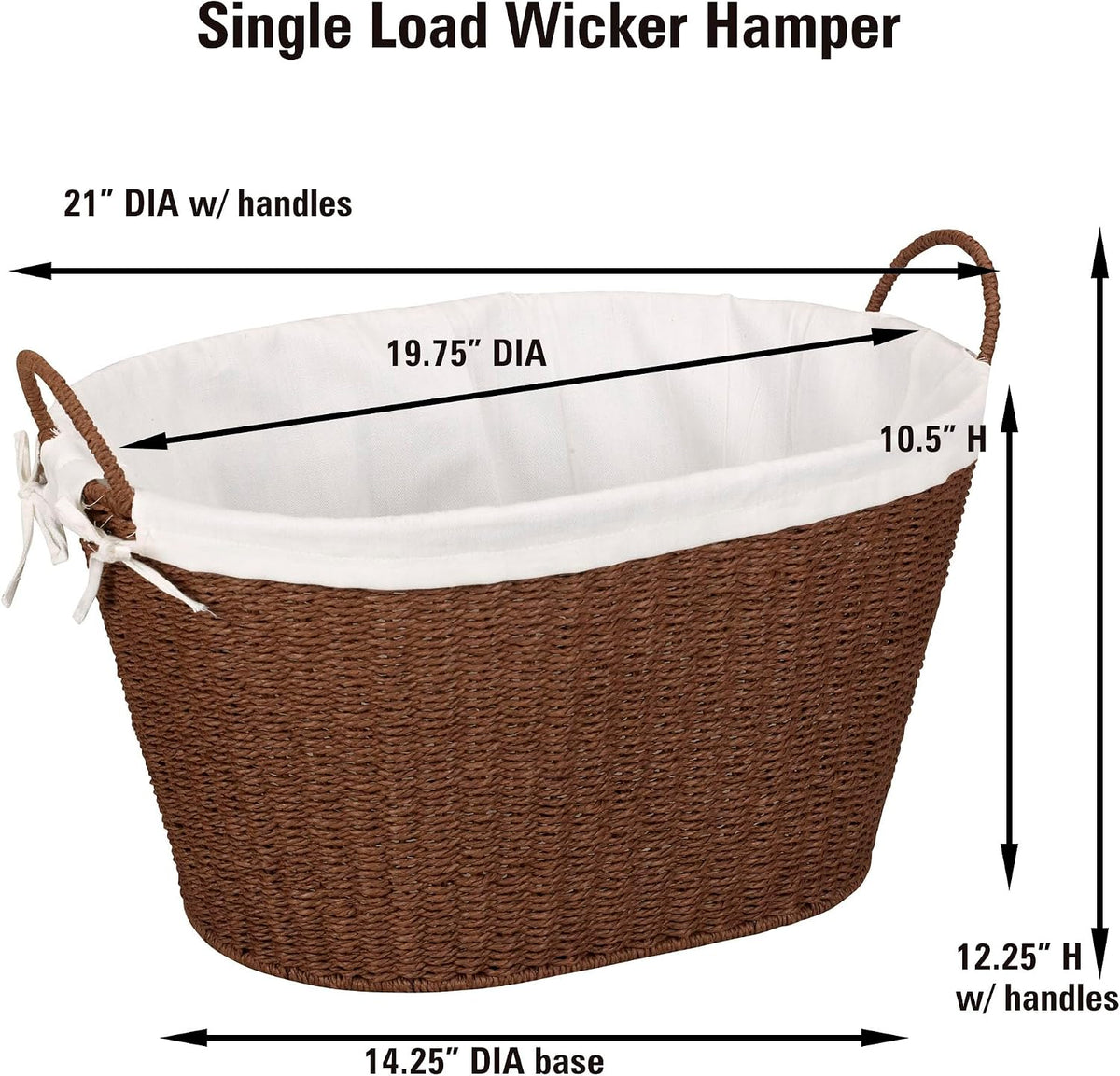 Paper Rope Woven Oval Laundry Basket, Brown