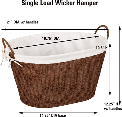 Paper Rope Woven Oval Laundry Basket, Brown