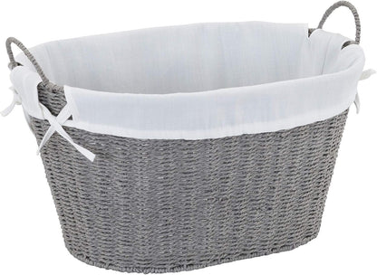 Paper Rope Woven Oval Laundry Basket, Brown