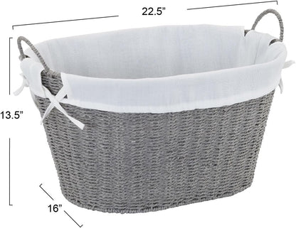Paper Rope Woven Oval Laundry Basket, Brown