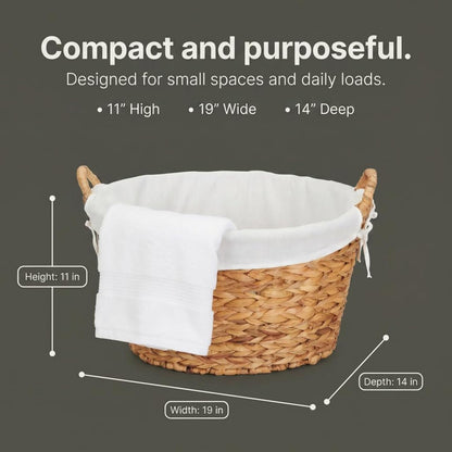 Paper Rope Woven Oval Laundry Basket, Brown
