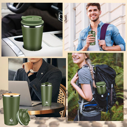 Insulated Travel Coffee Mug Reusable Coffee Tumbler Cup with Flip Lid Leak Proof Spill Proof for Office School Party Camping Hot and Cold Drink,Stainless Steel 17oz (Navy Blue)