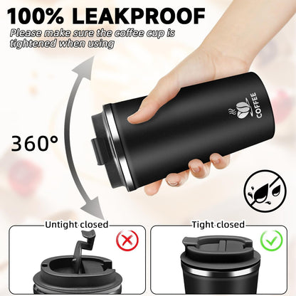 Insulated Travel Coffee Mug Reusable Coffee Tumbler Cup with Flip Lid Leak Proof Spill Proof for Office School Party Camping Hot and Cold Drink,Stainless Steel 17oz (Navy Blue)