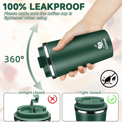 Insulated Travel Coffee Mug Reusable Coffee Tumbler Cup with Flip Lid Leak Proof Spill Proof for Office School Party Camping Hot and Cold Drink,Stainless Steel 17oz (Navy Blue)