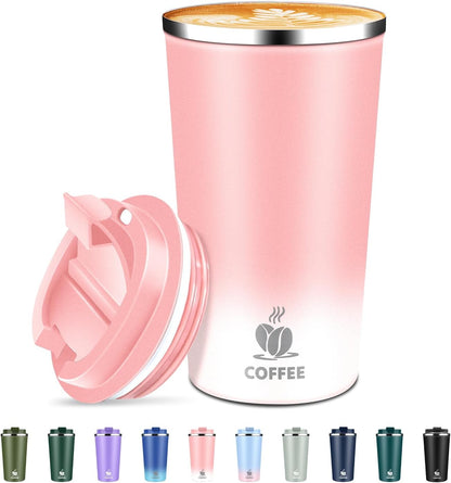Insulated Travel Coffee Mug Reusable Coffee Tumbler Cup with Flip Lid Leak Proof Spill Proof for Office School Party Camping Hot and Cold Drink,Stainless Steel 17oz (Navy Blue)