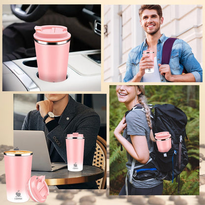 Insulated Travel Coffee Mug Reusable Coffee Tumbler Cup with Flip Lid Leak Proof Spill Proof for Office School Party Camping Hot and Cold Drink,Stainless Steel 17oz (Navy Blue)