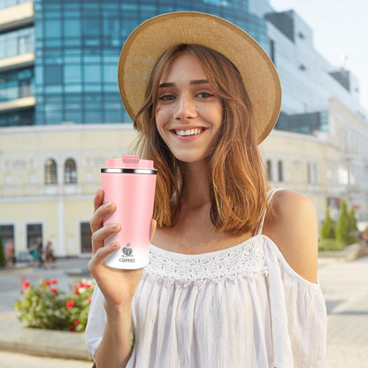 Insulated Travel Coffee Mug Reusable Coffee Tumbler Cup with Flip Lid Leak Proof Spill Proof for Office School Party Camping Hot and Cold Drink,Stainless Steel 17oz (Navy Blue)