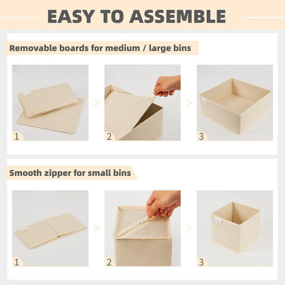 Drawer Organizer Clothes, Underwear Drawer Organizers, Foldable Closet Organizers and Storage Dresser Drawer Dividers Clothing Organizer for Clothes, Socks, Scarves, Bra, Ties (Beige)