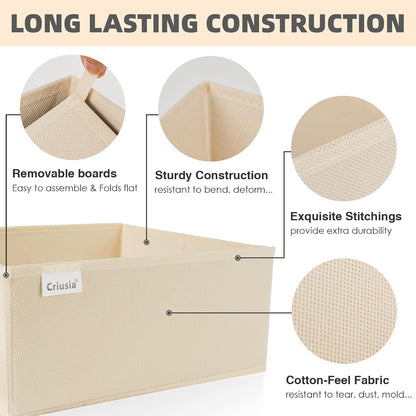 Drawer Organizer Clothes, Underwear Drawer Organizers, Foldable Closet Organizers and Storage Dresser Drawer Dividers Clothing Organizer for Clothes, Socks, Scarves, Bra, Ties (Beige)