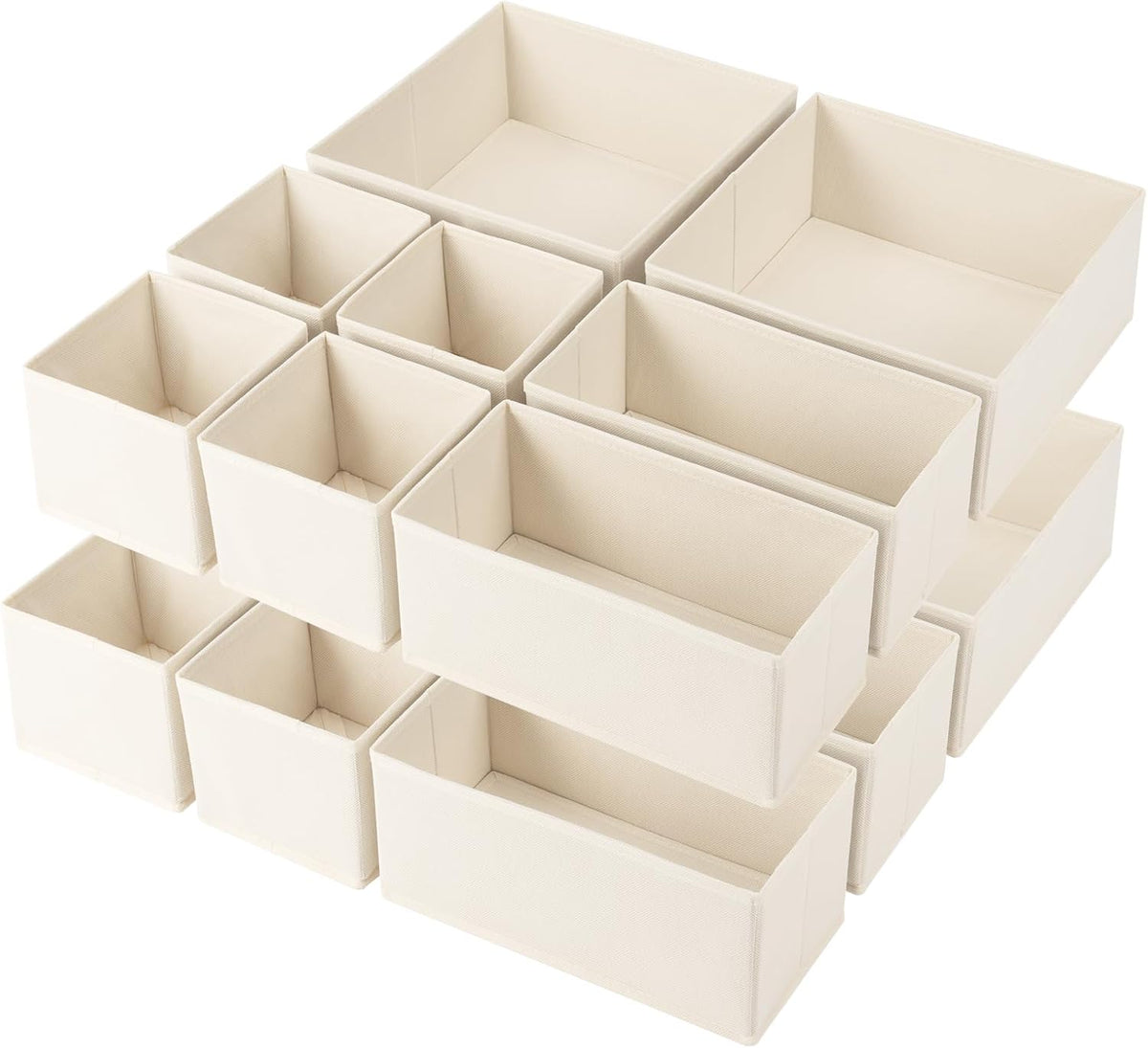 Drawer Organizer Clothes, Underwear Drawer Organizers, Foldable Closet Organizers and Storage Dresser Drawer Dividers Clothing Organizer for Clothes, Socks, Scarves, Bra, Ties (Beige)