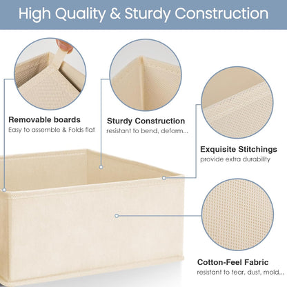 Drawer Organizer Clothes, Underwear Drawer Organizers, Foldable Closet Organizers and Storage Dresser Drawer Dividers Clothing Organizer for Clothes, Socks, Scarves, Bra, Ties (Beige)