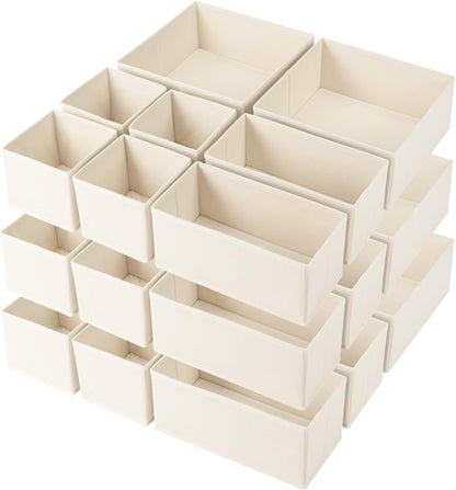 Drawer Organizer Clothes, Underwear Drawer Organizers, Foldable Closet Organizers and Storage Dresser Drawer Dividers Clothing Organizer for Clothes, Socks, Scarves, Bra, Ties (Beige)