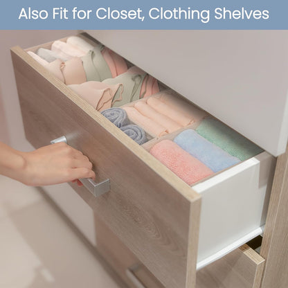 Drawer Organizer Clothes, Underwear Drawer Organizers, Foldable Closet Organizers and Storage Dresser Drawer Dividers Clothing Organizer for Clothes, Socks, Scarves, Bra, Ties (Beige)