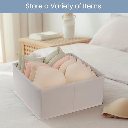 Drawer Organizer Clothes, Underwear Drawer Organizers, Foldable Closet Organizers and Storage Dresser Drawer Dividers Clothing Organizer for Clothes, Socks, Scarves, Bra, Ties (Beige)
