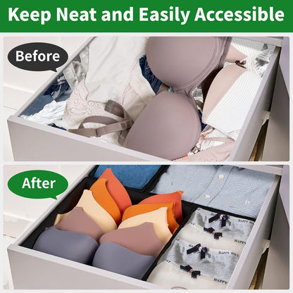 Drawer Organizer Clothes, Underwear Drawer Organizers, Foldable Closet Organizers and Storage Dresser Drawer Dividers Clothing Organizer for Clothes, Socks, Scarves, Bra, Ties (Beige)