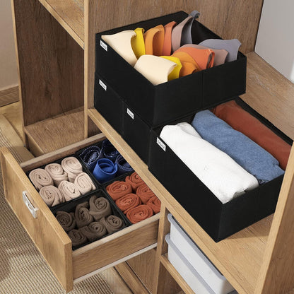 Drawer Organizer Clothes, Underwear Drawer Organizers, Foldable Closet Organizers and Storage Dresser Drawer Dividers Clothing Organizer for Clothes, Socks, Scarves, Bra, Ties (Beige)