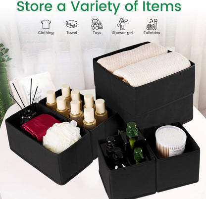 Drawer Organizer Clothes, Underwear Drawer Organizers, Foldable Closet Organizers and Storage Dresser Drawer Dividers Clothing Organizer for Clothes, Socks, Scarves, Bra, Ties (Beige)