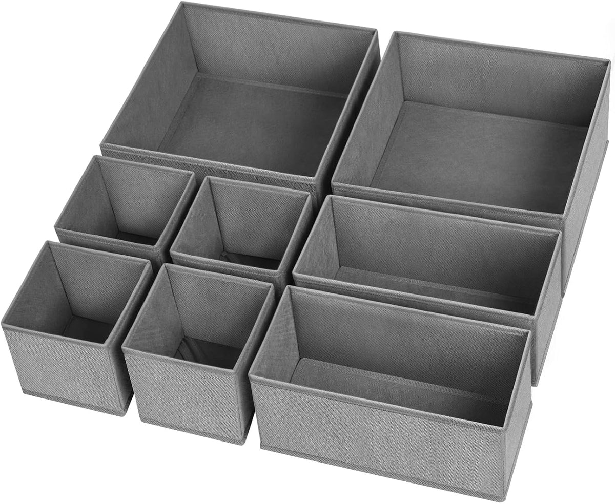 Drawer Organizer Clothes, Underwear Drawer Organizers, Foldable Closet Organizers and Storage Dresser Drawer Dividers Clothing Organizer for Clothes, Socks, Scarves, Bra, Ties (Beige)