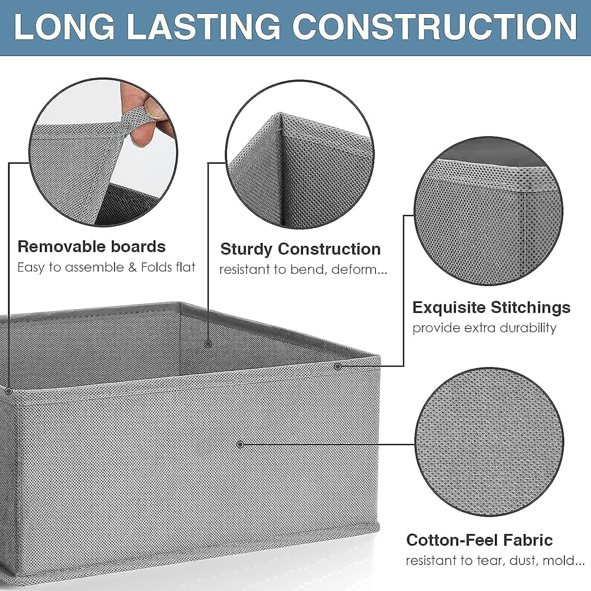 Drawer Organizer Clothes, Underwear Drawer Organizers, Foldable Closet Organizers and Storage Dresser Drawer Dividers Clothing Organizer for Clothes, Socks, Scarves, Bra, Ties (Beige)