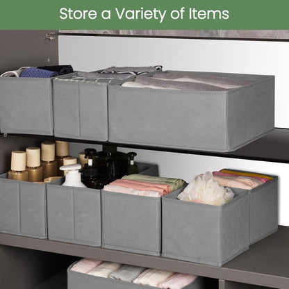 Drawer Organizer Clothes, Underwear Drawer Organizers, Foldable Closet Organizers and Storage Dresser Drawer Dividers Clothing Organizer for Clothes, Socks, Scarves, Bra, Ties (Beige)