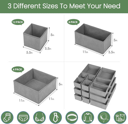 Drawer Organizer Clothes, Underwear Drawer Organizers, Foldable Closet Organizers and Storage Dresser Drawer Dividers Clothing Organizer for Clothes, Socks, Scarves, Bra, Ties (Beige)