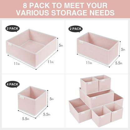 Drawer Organizer Clothes, Underwear Drawer Organizers, Foldable Closet Organizers and Storage Dresser Drawer Dividers Clothing Organizer for Clothes, Socks, Scarves, Bra, Ties (Beige)