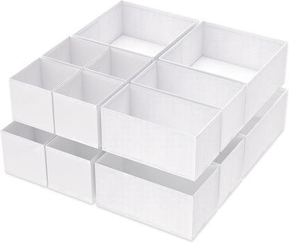 Drawer Organizer Clothes, Underwear Drawer Organizers, Foldable Closet Organizers and Storage Dresser Drawer Dividers Clothing Organizer for Clothes, Socks, Scarves, Bra, Ties (Beige)