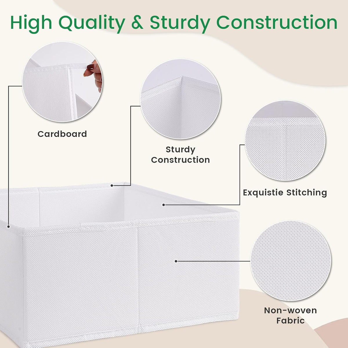Drawer Organizer Clothes, Underwear Drawer Organizers, Foldable Closet Organizers and Storage Dresser Drawer Dividers Clothing Organizer for Clothes, Socks, Scarves, Bra, Ties (Beige)