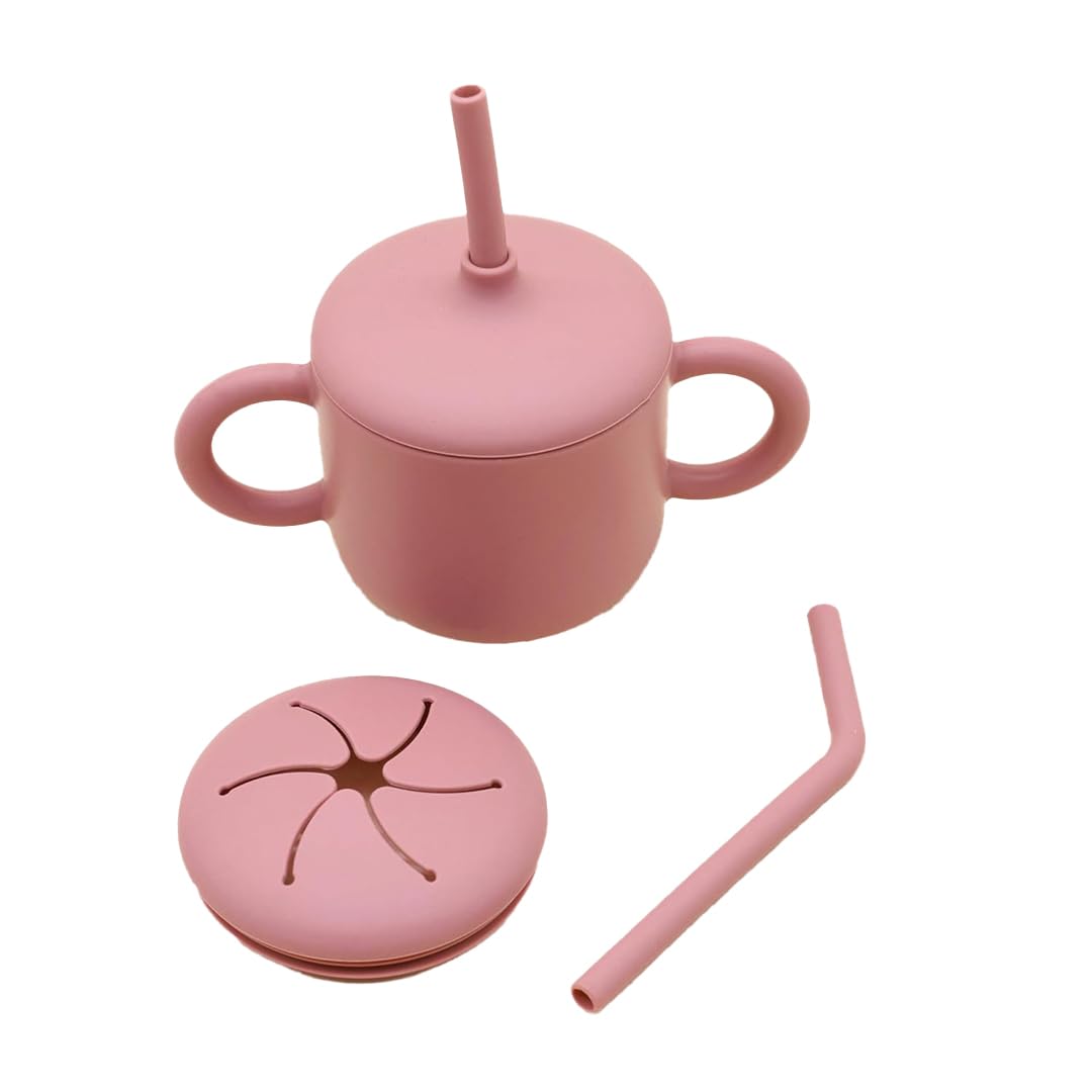 Silicone Baby Feeding Set Moon Gray Infant Tableware Collection with Bib Suction Bowl Utensils Straw Cup Snack Container