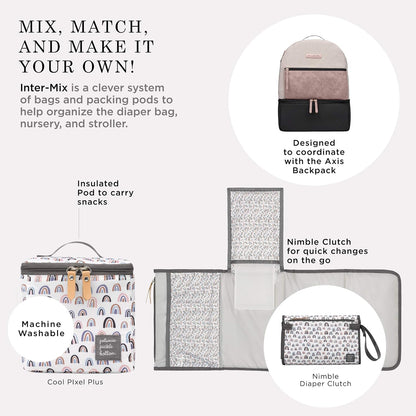 Deluxe Kit, 3-in-1 Grid Caddy Organizer, Lightweight Packing Cubes, Organize Diaper Bag, Stroller, Nursery, Unity