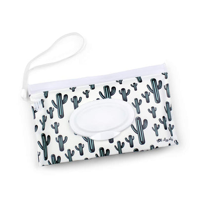 Travel Wipes Case - Reusable Wipe Pouch – Take & Travel Pouch Holds Up to 30 Wet Wipes, Includes Silicone Wristlet Strap, Darling Dinosaurs
