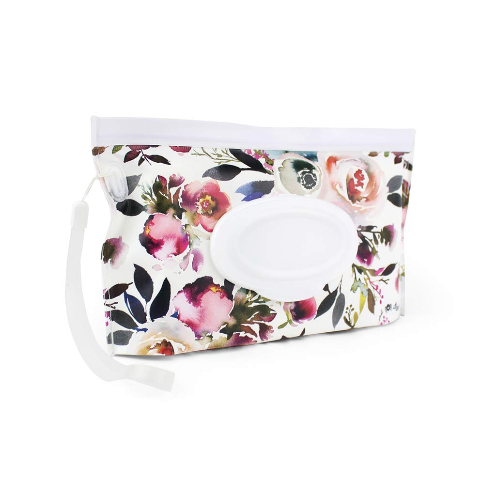 Travel Wipes Case - Reusable Wipe Pouch – Take & Travel Pouch Holds Up to 30 Wet Wipes, Includes Silicone Wristlet Strap, Darling Dinosaurs