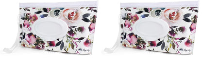 Travel Wipes Case - Reusable Wipe Pouch – Take & Travel Pouch Holds Up to 30 Wet Wipes, Includes Silicone Wristlet Strap, Darling Dinosaurs